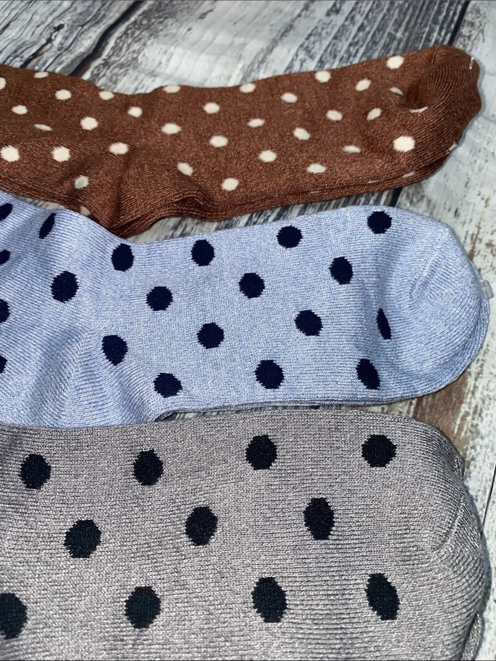 Wmn’s Cashmere Blend Polka Dot Crew Socks Set of 3 Soft Luxury Lounge Socks NWOT